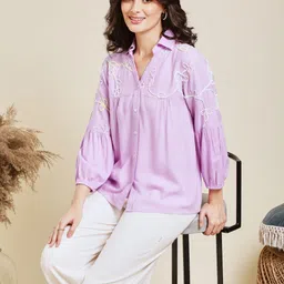 Women Regular Fit Solid Button Down Collar Casual Shirt-image-59