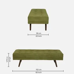 casacraft from pepperfry Olympia Fabric Bench in Olive Green Colour image 2