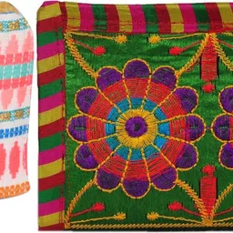 sunesh creation Casual, Party Multicolor, Green Clutch-picture-36