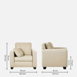 mintwud from pepperfry Bingo Fabric 1 Seater Sofa In Creamy Cashmere Colour image 2