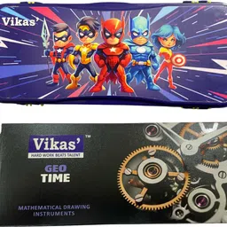 vikas Geo Time Study Combo Series – Superhero Pencil Box and Geometry Set for Kids Superhero Action Design Pencil Case with Educational Geo Tools Art Plastic Pencil Boxes-picture-33