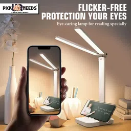 daily needs shop Rechargeable 180° Rotate Table Lamp With 3 Color Light Mode Dimmable Brightness 4 hrs Bulb Emergency Light image 5