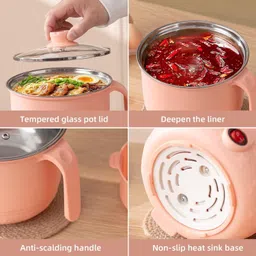 dhavj Multipurpose Electric Cooker Pot 1.5L Mini Hot Pot Cooking for Pasta, Soup Electric Pressure Cooker image 3