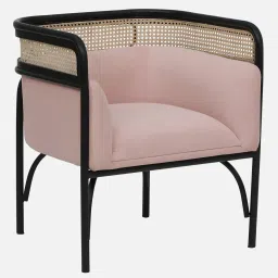 bohemiana from pepperfry Abaco Bent Velvet 1 Seater Sofa In Natural Cane image 5