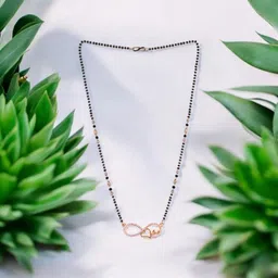 nilu's collection American Diamond Rose Gold Plated Mangalsutra for Women (With Chain) Copper Pendant image 2