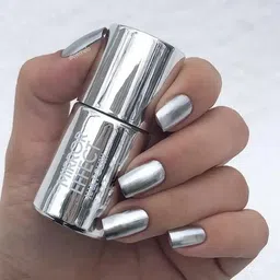 Quick Drying Lasting Metallic Mirror Effect Nail Art Polish SILVER Silver-image-40