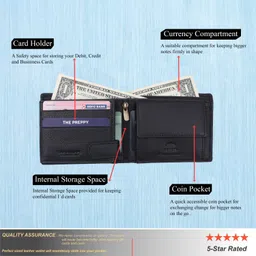 the preppy Men Casual Black Genuine Leather RFIDWallet image 3