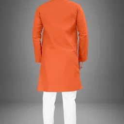crystalrevenue Men Solid Cotton Blend Straight Kurta image 4