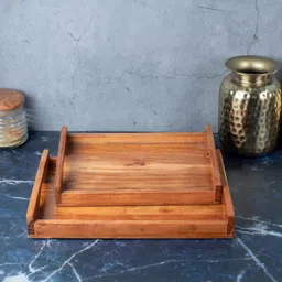 nohunt Handcrafted Wooden Serving Tray, Decorative Tray for Dining, Kitchen &Home Decor Tray image 5