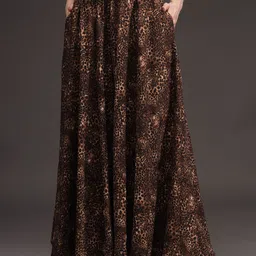 emeros Women Relaxed, Flared Brown, Black Viscose Rayon Trousers-picture-33