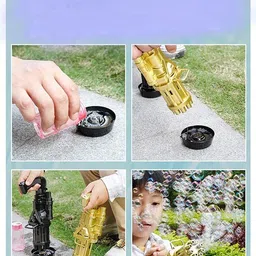 white popcorn Battery Operated Eight Hole Gatling Bubble Gun Toy for Kids | for boys | Girls Guns & Darts image 2