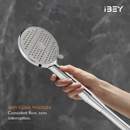 ibey Multi-Flow Hand Shower | 3-Mode Adjustable ABS Shower Head with Chrome Finish Handheld image 4