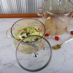 virco Glass Serving Bowl with Lid Cooking Pot Mixing Bowl with Lid Oven Casserole Cook and Serve Casserole image 4