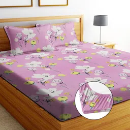 exfab Cotton King Fitted (Elastic) 244 TC Printed Bedsheet-picture-14