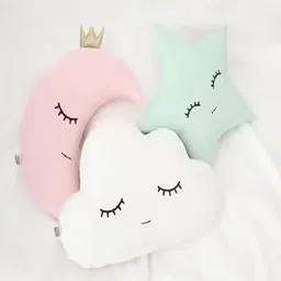 r k lovely toys Cloud Moon & Star with Embroidered Cotton Poly-Fiber Filling Shaped Baby Pillow - 30 cm-picture-39