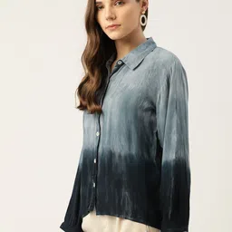 pinktribe Women Regular Fit Dyed/Ombre Spread Collar Casual Shirt image 4