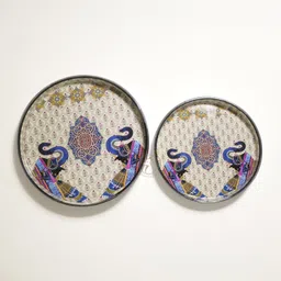 dreams n decor MDF Trays Enamel Coated Set of 2|Kitchen & Dining Decorative|7x7 & 9x9 inch Tray Serving Set-picture-16