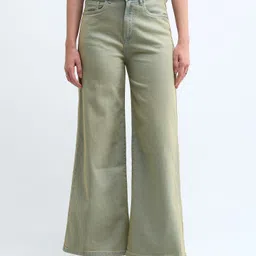 flying machine Women Flared High Rise Blue Jeans image 3