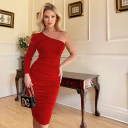 traquila Women Bodycon Red Knee Length Dress-picture-26