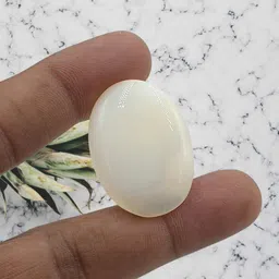 Sahiba Gems White Cut Natural Agate Gemstone image 4