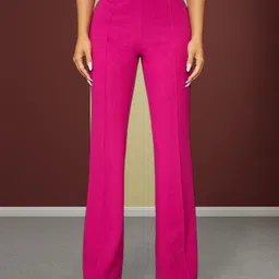 hocc Women Comfort Fit Pink Lycra Blend Trousers-picture-26