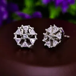 925 Sterling Silver Earrings |with Authenticity Certificate & 6 Months Warranty Cubic Zirconia Silver Stud Earring-image-1
