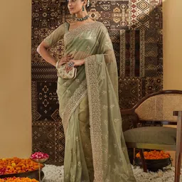kasee Embellished Chanderi Supernet Saree image 1