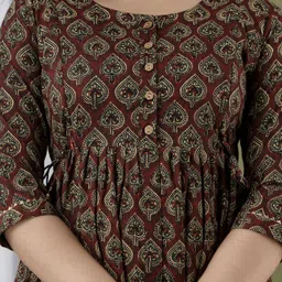 madfury Printed Pure Cotton Stitched Anarkali Gown image 5