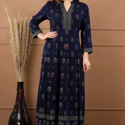 satlok fashion Polka Print Cotton Rayon Stitched Anarkali Gown image 1