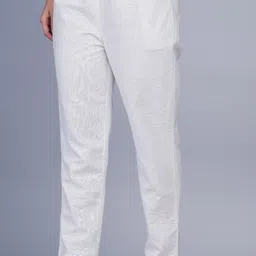 cottonss Women Regular Fit White Cotton Blend Trousers image 2