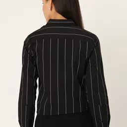 hancock Women Slim Fit Striped Spread Collar Formal Shirt image 3