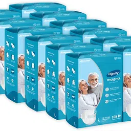 Magna Tape Style (Large) Waist Size 38" - 54", 10 Pcs (Combo of 12) Adult Diapers - L-image-37