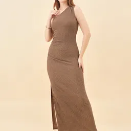 aayu Women Bodycon Brown Maxi/Full Length Dress-picture-13
