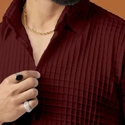 jackbella Men Regular Fit Self Design Spread Collar Casual Shirt image 2