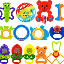 wishkey Colorful Non Toxic BPA Free 11 and 2 Teethers Toys Set for Babies Rattle-picture-15