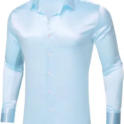 nat jastica Men Regular Fit Solid Cut Away Collar Party Shirt image 3