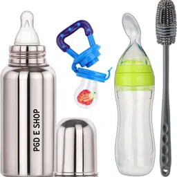 Baby Feeding Bottle Comprehensive Combo set Fruit & Food Feeder, Cleaning Brush - 300 ml-image-14