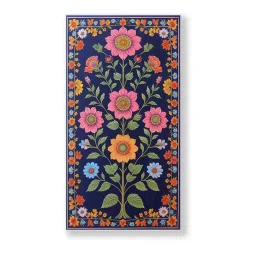 nestroots Blue Floral Tapestry Series Set of 4 Printed Wall Painting White Frame image 3