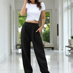 moshe Women Solid Black Track Pants-picture-44