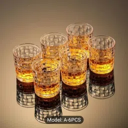 (Pack of 6) Premium Quality Unbreakable Brick Design Drinking Glass Set Glass Set Water/Juice Glass-image-21