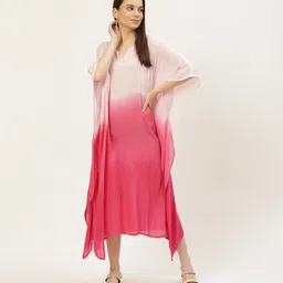 maaesa Women Kaftan Pink Midi/Calf Length Dress-picture-21
