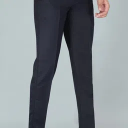 kurus Men Regular Fit Blue Cotton Blend Trousers-picture-18