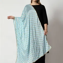 weavers villa Poly Chanderi Embellished Blue Women Dupatta-picture-19