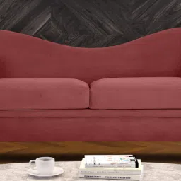 woodsworth from pepperfry Regal Velvet 2 Seater Sofa in Wine Red Colour image 2