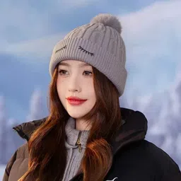 winity eyelid embroidery(soft warm cotton inside Korean style) winter cap for women Woven Knitted Beanie-picture-12