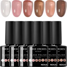 thr3e strokes UV Gel Nail Polish Set Nude Caramel Tones Warm Earthy Glass Gel Polish Set 7.5ml Nexus-picture-34
