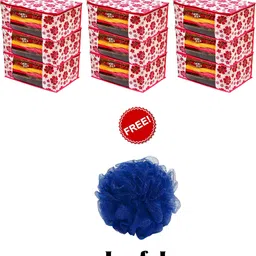 CHAMPARAN Non-Woven Saree Cover Maroon with Bathing Loofah Multi(Saree Cover 12+2 Loofah) Cotton Laundry Bag-picture-29