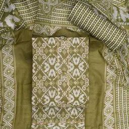 stylish designer Unstitched Cotton Blend Kurta & Churidar Material Printed image 2