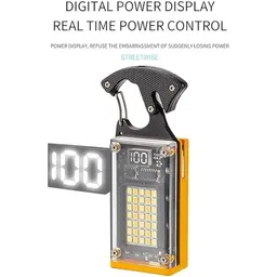 waqif Waterproof Key Ring Light LED Multitool Small Flashlight, Keychain Light, Solar Rechargeable W5181 Portable Work Lamp for Camping Repair Trekking (Yellow) image 2