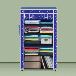 zofiy 5 Shelf Foldable Collapsible Wardrobe Storage Organizer Almirah Cloth Rack PP Collapsible Wardrobe image 5